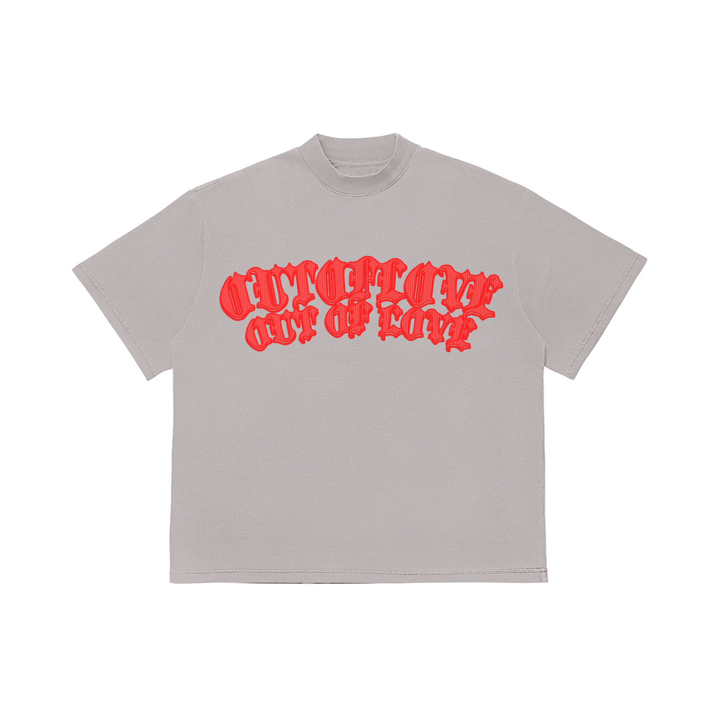 86LOVE STONE GREY CROPPED T-SHIRT (RED)