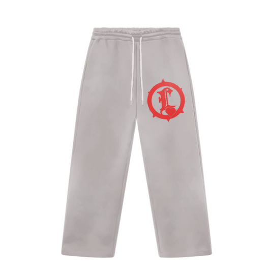 86LOVE STONE GREY SWEATPANTS (RED)